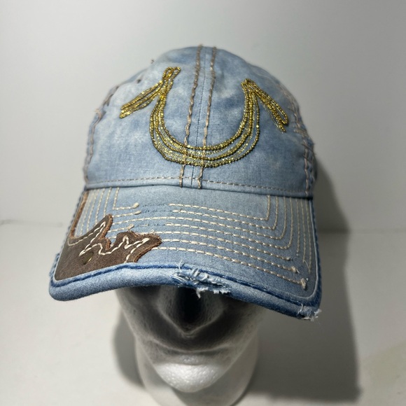 Vintage denim true religion strap back baseball hat main image 4